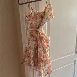 Floral Sleeveless Dress - Orange and Cream small
